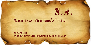 Mauricz Annamária névjegykártya
